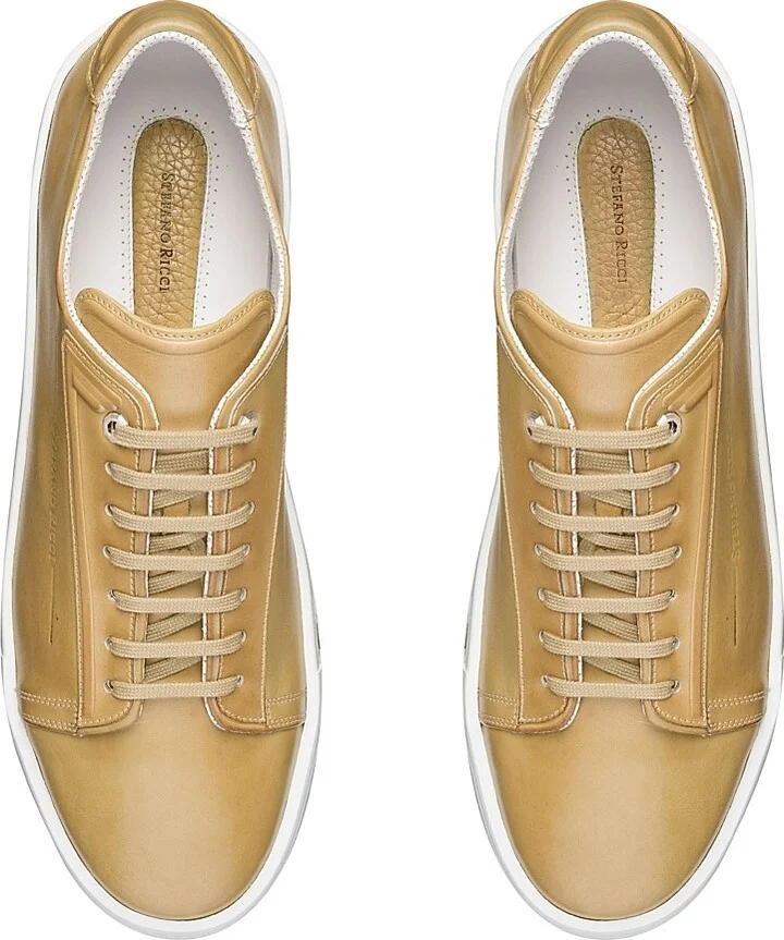 Men's Calfskin Leather Sneakers - Past Green - Size 6 - Image 8