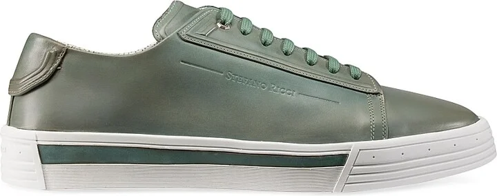 Men's Calfskin Leather Sneakers - Past Green - Size 6