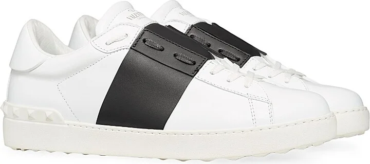 Men's Calfskin Open Sneakers - White Black - Size 9 - Image 2