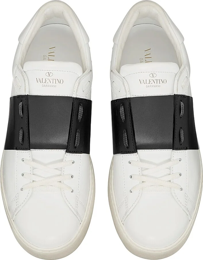 Men's Calfskin Open Sneakers - White Black - Size 9 - Image 4