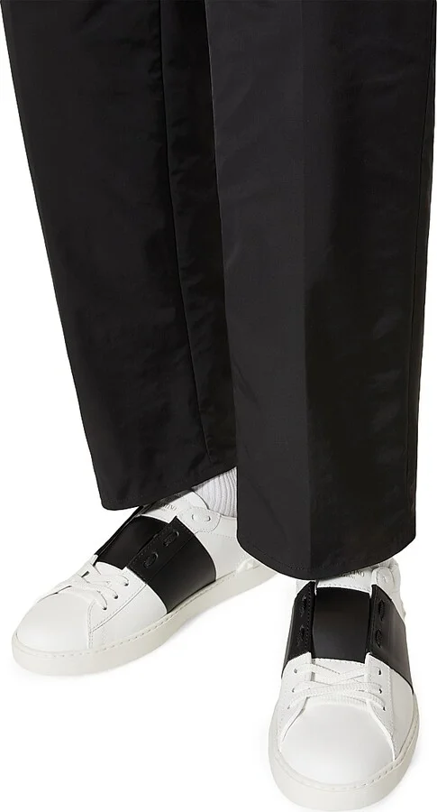 Men's Calfskin Open Sneakers - White Black - Size 9 - Image 6