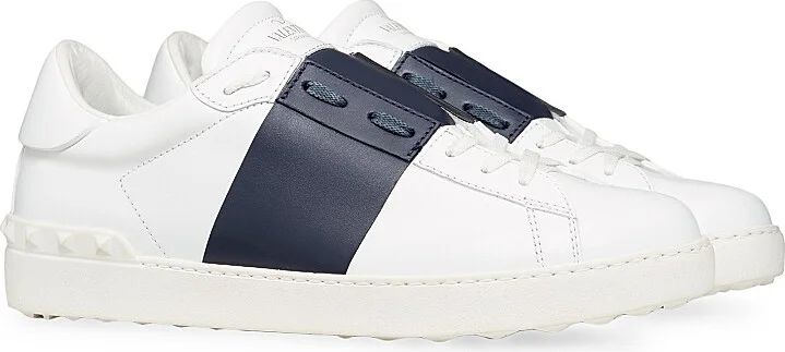 Men's Calfskin Open Sneakers - White Black - Size 9 - Image 7