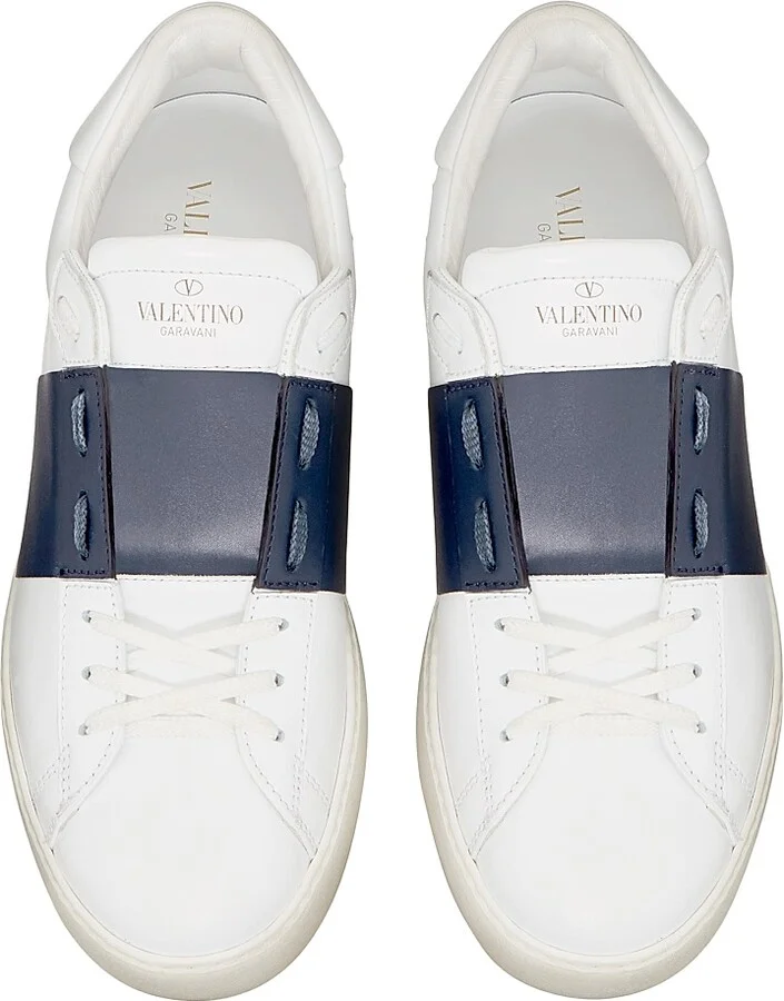 Men's Calfskin Open Sneakers - White Black - Size 9 - Image 9