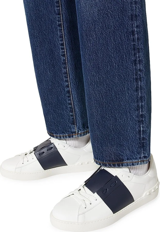 Men's Calfskin Open Sneakers - White Black - Size 9 - Image 11