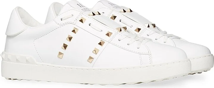 Men's Calfskin Rockstud Untitled Sneakers - White - Size 9 - Image 2
