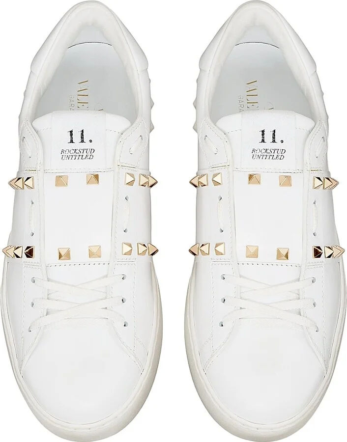 Men's Calfskin Rockstud Untitled Sneakers - White - Size 9 - Image 4
