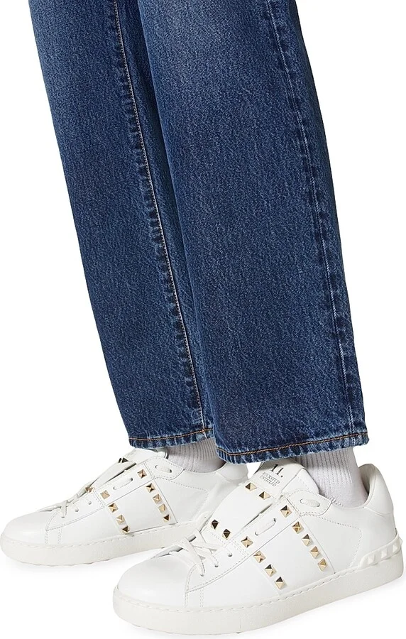 Men's Calfskin Rockstud Untitled Sneakers - White - Size 9 - Image 6