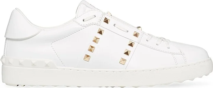 Men's Calfskin Rockstud Untitled Sneakers - White - Size 9