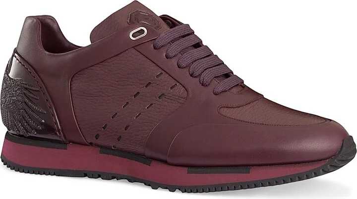 Men's Calfskin Sneakers - Dark Red - Size 5