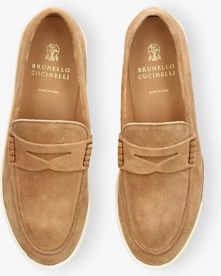 Mens Camel Hybrid Logo-Embroidered Suede Loafers Eur 40 / 6 Uk Men - Image 2