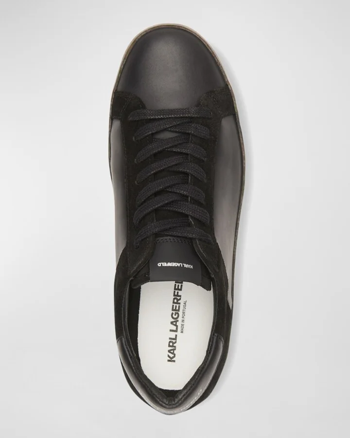 Men's Camo-Sole Mix-Leather Low-Top Sneakers - Image 2