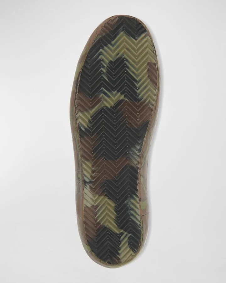 Men's Camo-Sole Mix-Leather Low-Top Sneakers - Image 3