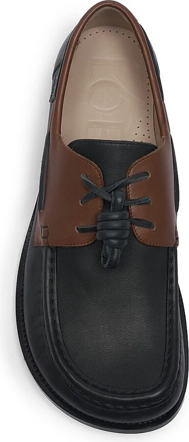 Men's Campo Leather Boat Shoes - Dark Caramel Black - Size 7 - Image 4