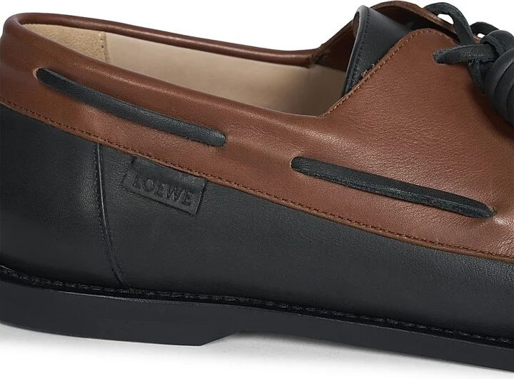 Men's Campo Leather Boat Shoes - Dark Caramel Black - Size 7 - Image 5