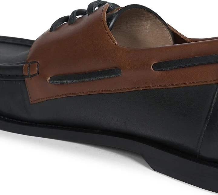 Men's Campo Leather Boat Shoes - Dark Caramel Black - Size 7 - Image 6