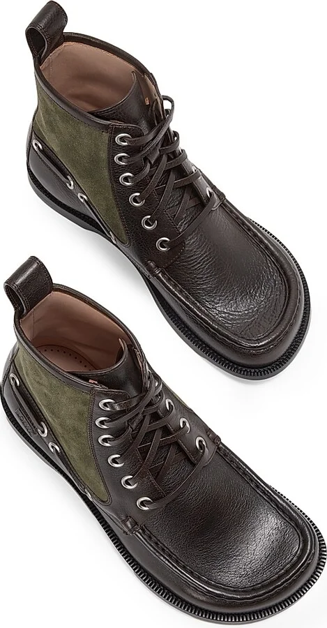 Men's Campo Leather & Suede Loafer Boots - Dark Brown Green - Size 7 - Image 3