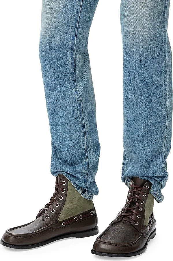 Men's Campo Leather & Suede Loafer Boots - Dark Brown Green - Size 7 - Image 5