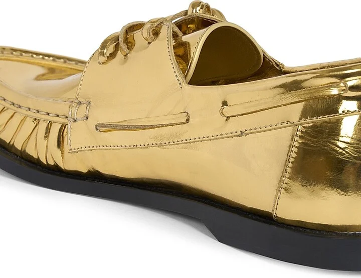 Men's Campo Metallic Leather Boat Shoes - Gold - Size 7 - Image 5