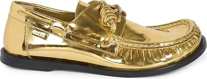Men's Campo Metallic Leather Boat Shoes - Gold - Size 7