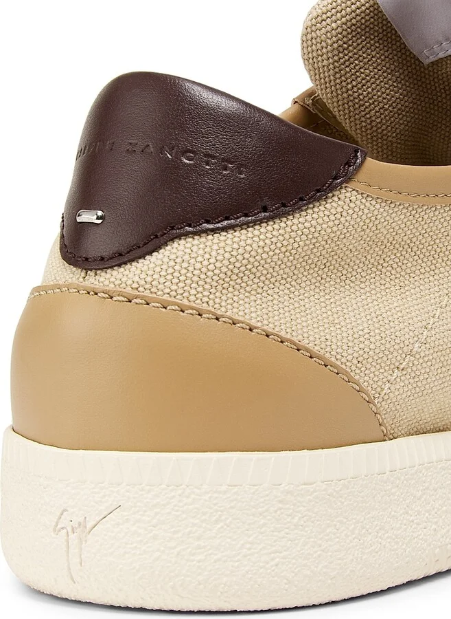 Men's Canvas-Leather Low-Top Sneakers - Black - Size 7 - Image 10