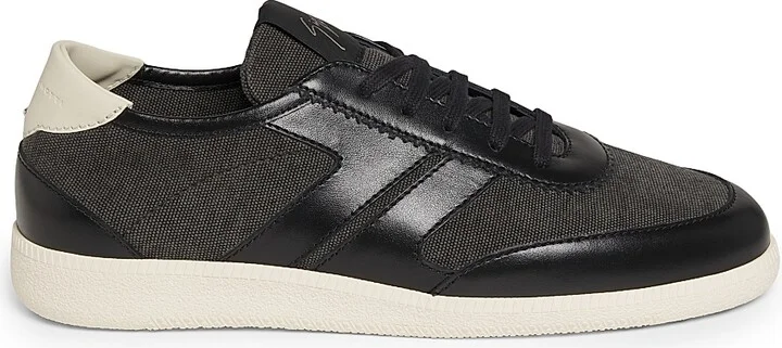 Men's Canvas-Leather Low-Top Sneakers - Black - Size 7