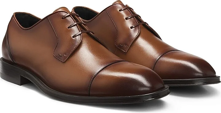 Men's Cap-Toe Derby Shoes in Leather - Light Brown - Size 11 - Image 2