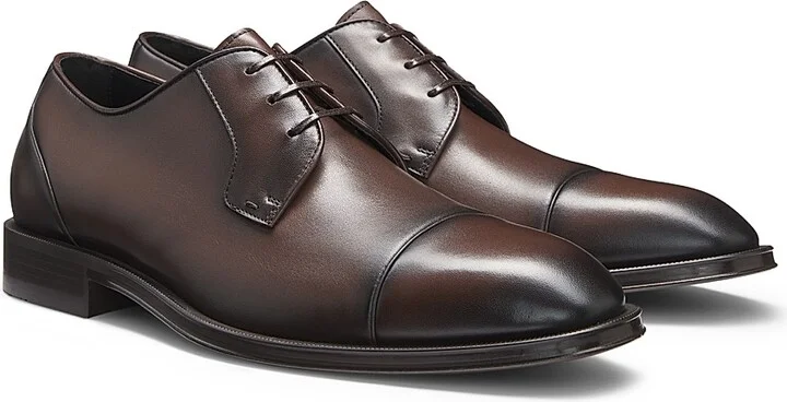 Men's Cap-Toe Derby Shoes in Leather - Light Brown - Size 11 - Image 6