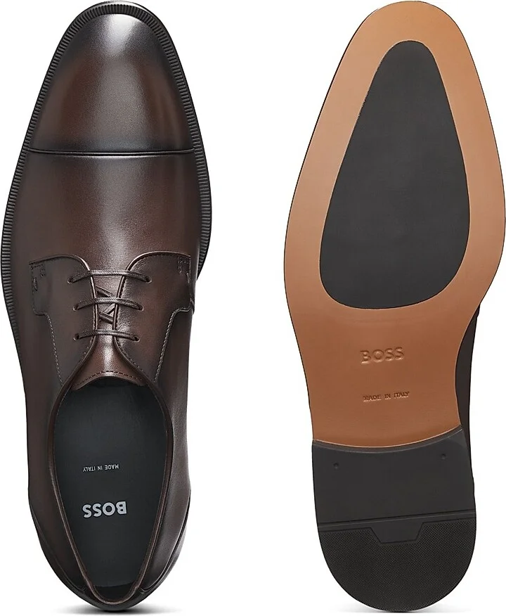 Men's Cap-Toe Derby Shoes in Leather - Light Brown - Size 11 - Image 8