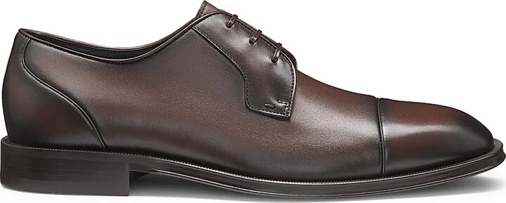 Men's Cap-Toe Derby Shoes in Leather - Light Brown - Size 11 - Image 10