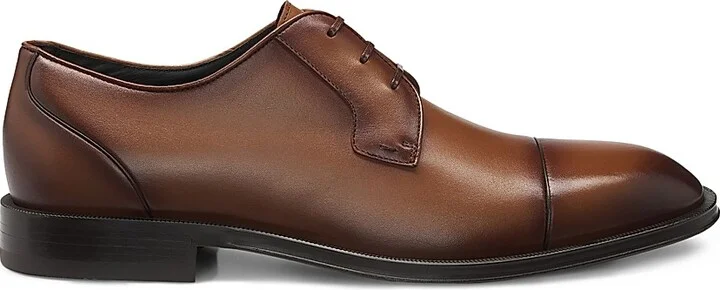 Men's Cap-Toe Derby Shoes in Leather - Light Brown - Size 11