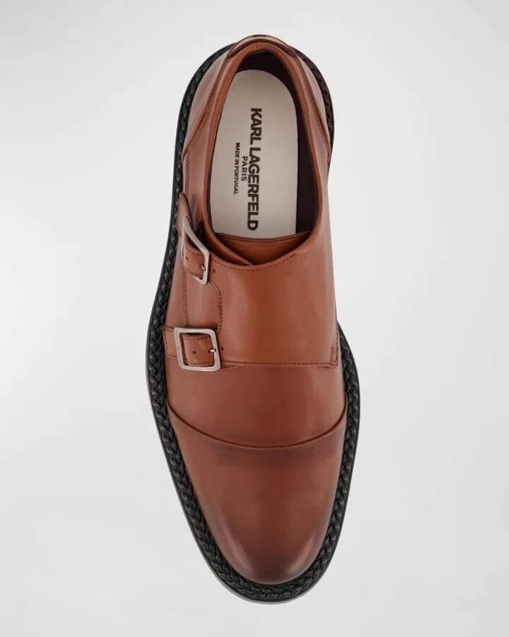 Men's Cap Toe Double Monk Strap Loafers - Image 2
