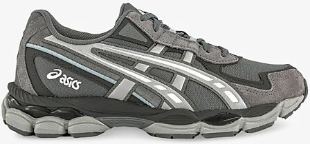 Mens Carbon Cement Grey Gel-Nyc 2055 Mesh and Faux-Leather Low-Top Trainers 5.5