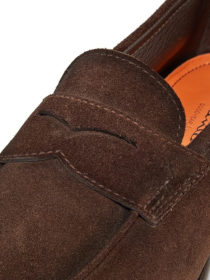 Men's Carlos Suede Penny Loafers - Dark Brown - Size 8 - Image 5