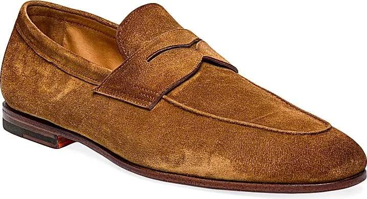 Men's Carlos Suede Penny Loafers - Light Brown - Size 7 - Image 2