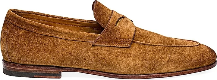 Men's Carlos Suede Penny Loafers - Light Brown - Size 7