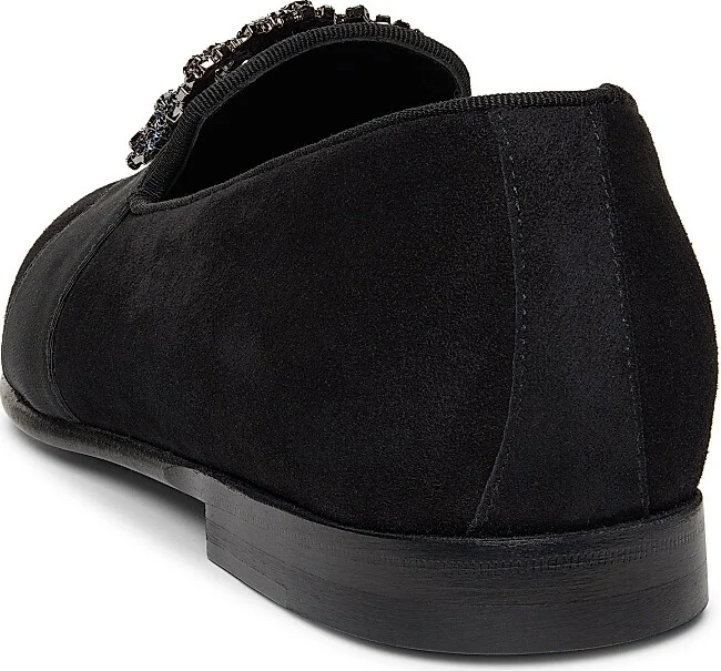 Men's Carlton Crystal-Buckle Loafers - Black Suede - Size 9.5 - Image 3