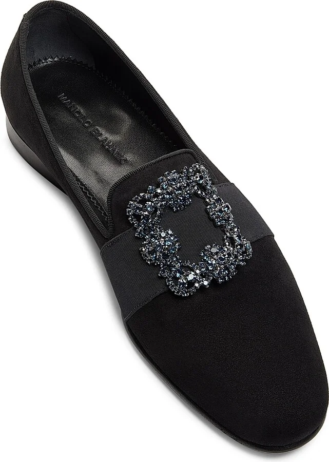 Men's Carlton Crystal-Buckle Loafers - Black Suede - Size 9.5 - Image 4
