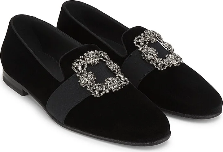 Men's Carlton Crystal-Buckle Loafers - Black Suede - Size 9.5 - Image 6