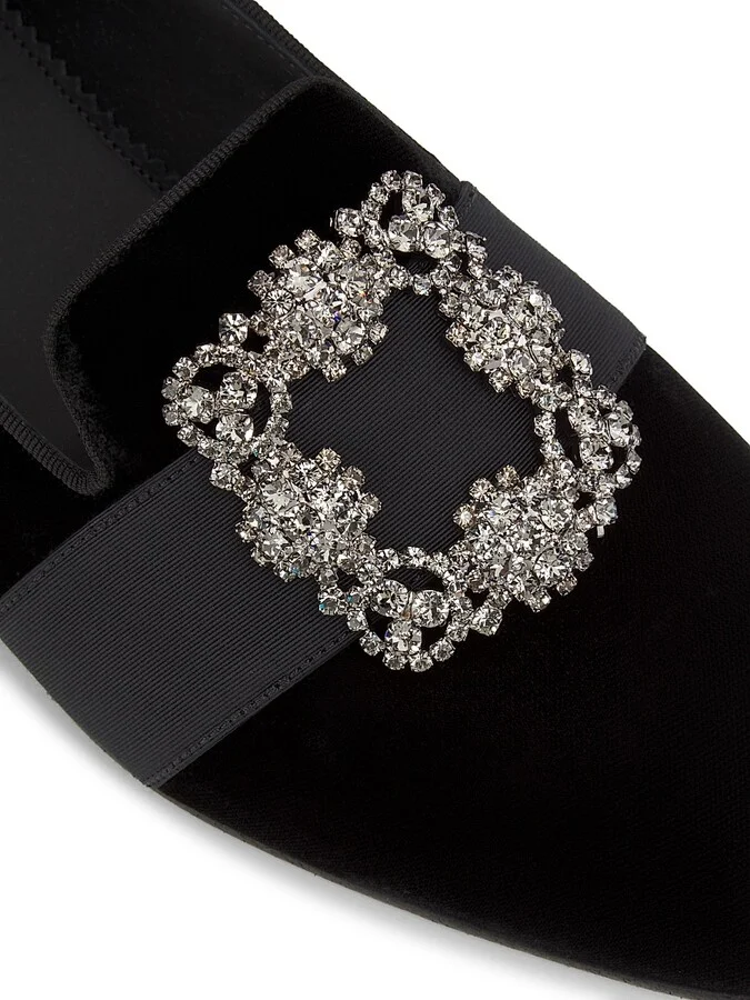 Men's Carlton Crystal-Buckle Loafers - Black Suede - Size 9.5 - Image 9