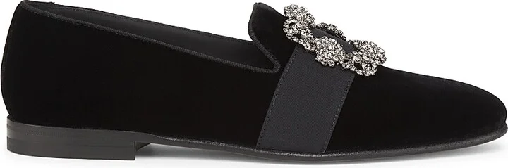 Men's Carlton Crystal-Buckle Loafers - Black Suede - Size 9.5 - Image 11