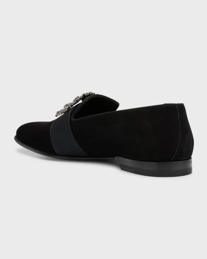 Men's Carlton Suede Crystal Buckle Loafers - Image 5