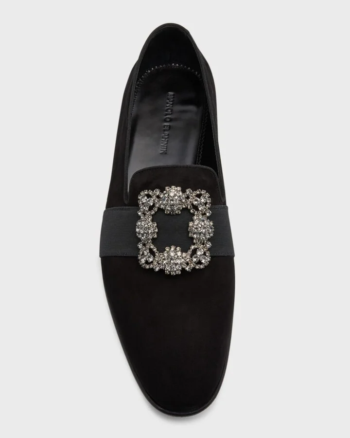 Men's Carlton Suede Crystal Buckle Loafers - Image 6