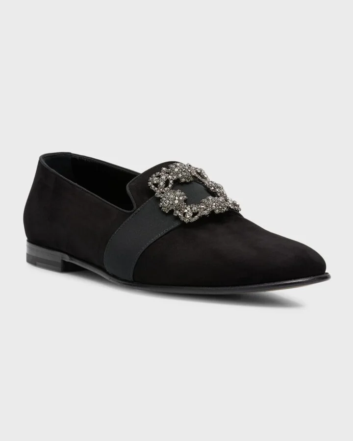 Men's Carlton Suede Crystal Buckle Loafers - Image 7