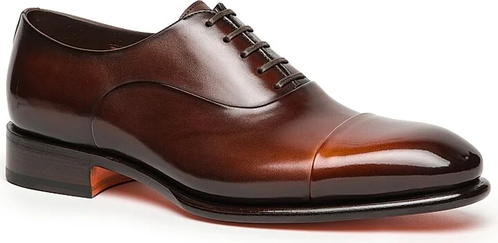 Men's Carter Cap-Toe Leather Oxfords - Orange - Size 9 - Image 2