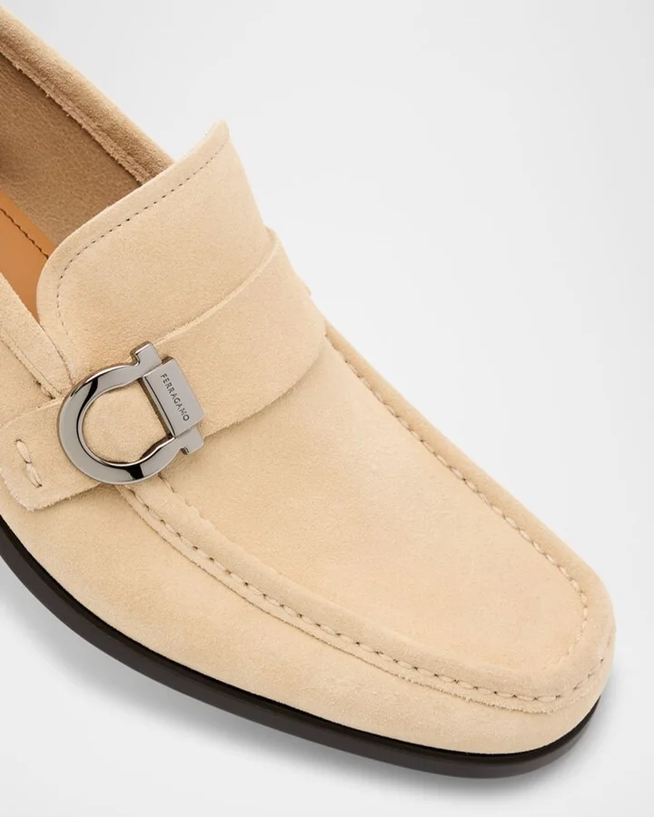 Men's Caspian 2 Suede Gancini-Bit Loafers - Image 3