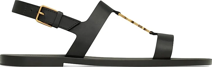 Men's Cassandre Sandals in Smooth Leather - Black - Size 7