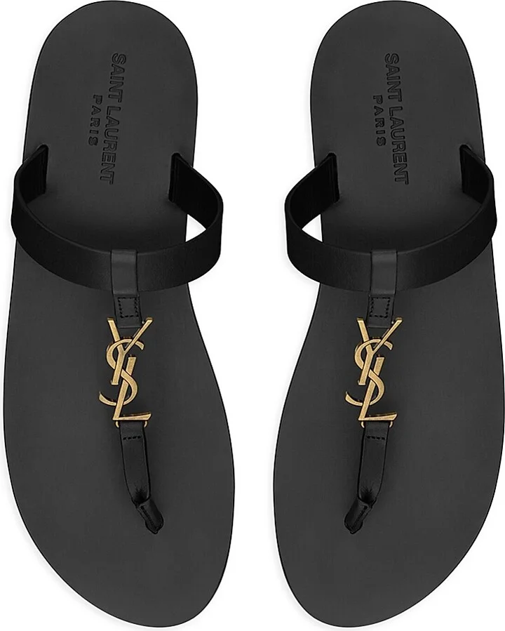 Men's Cassandre Slide Sandals in Smooth Leather - Black - Size 9 - Image 3
