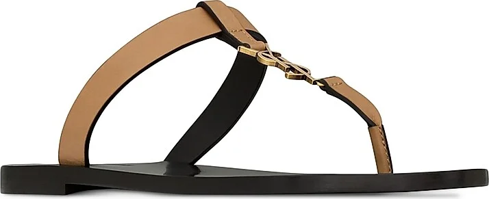 Men's Cassandre Slides in Smooth Leather - Brown Gold - Size 7 - Image 2