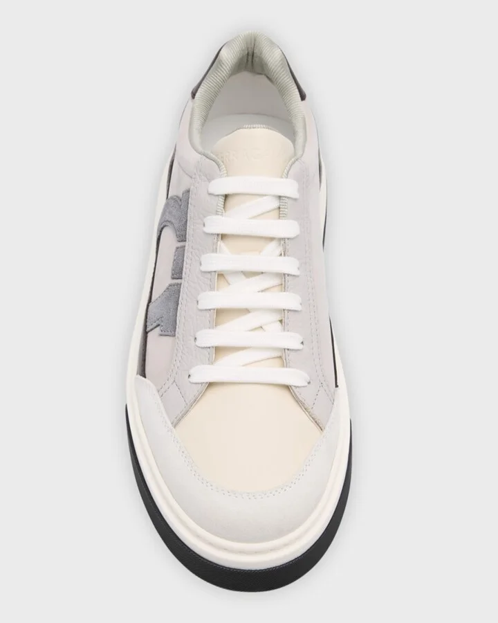 Men's Cassina Gancini Leather Low-Top Sneakers - Image 5