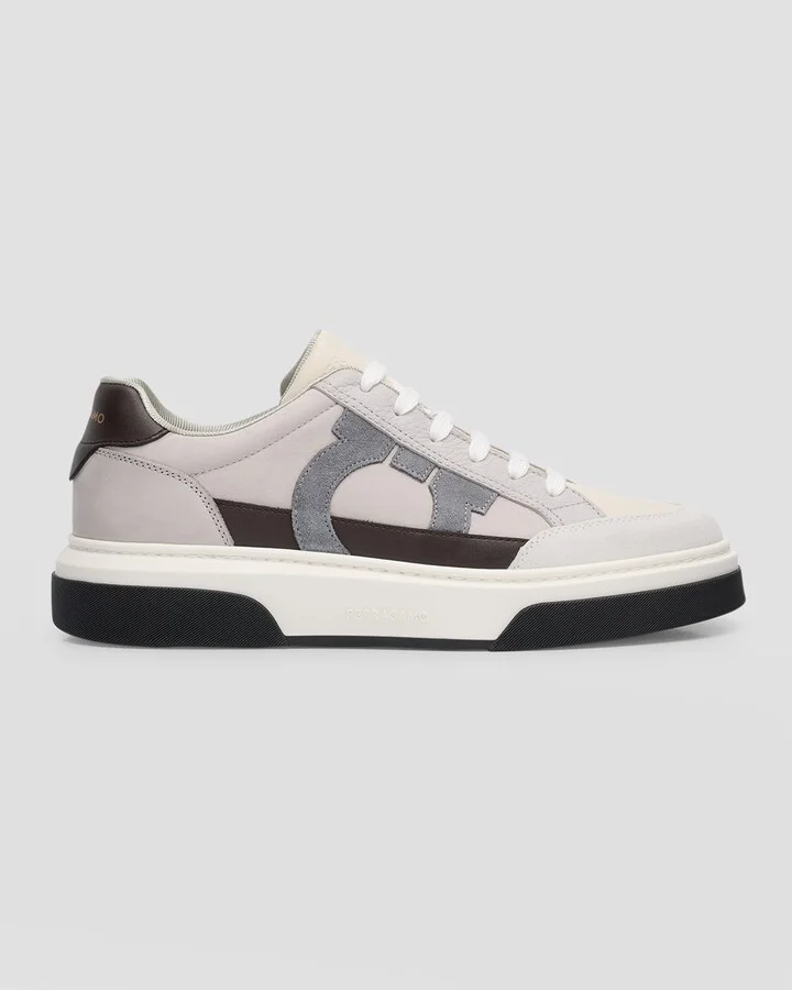 Men's Cassina Gancini Leather Low-Top Sneakers